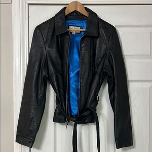 Wilsons Leather Black Jacket with Blue Lining